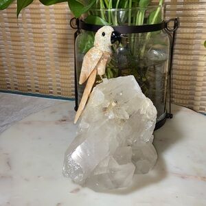 PEACH JASPER BIRD -IN CLEAR CRYSTAL STONE